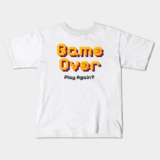 Game Over, Play Again Pixel Typography Kids T-Shirt